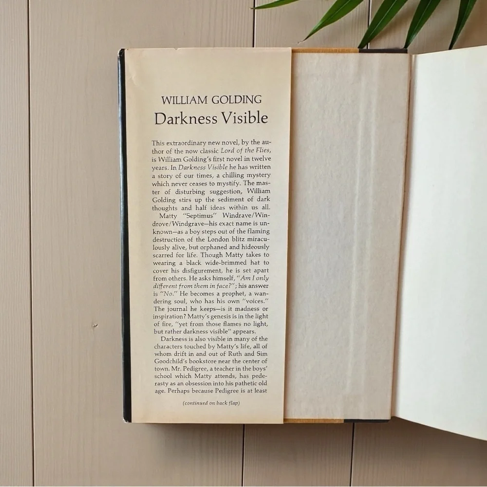 William Golding Darkness Visible | 1979 4th Printing Hardcover with Dust Jacket